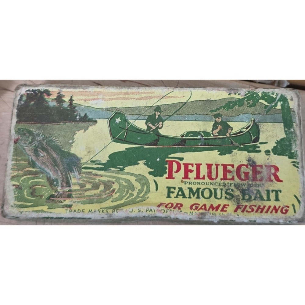 Vintage Pflueger Famous Bait Empty Box No 1512 Blue Size 3 Fishing Collectible